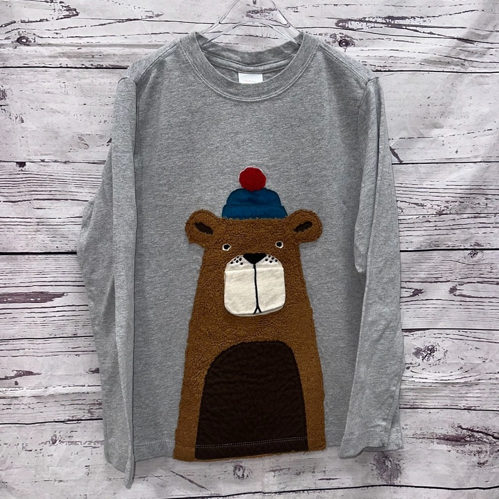 Hanna Andersson Boys Flap Bear Applique Top Size 8